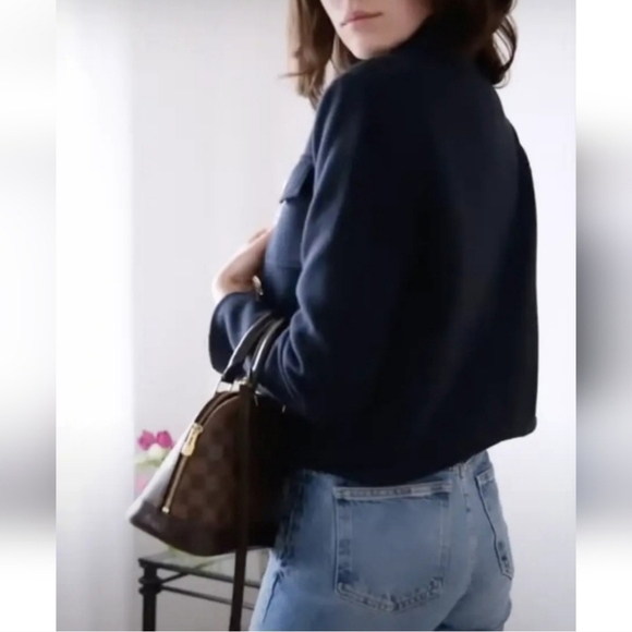 New Zara Cropped Gold Button Front Navy Jacket Blogger Fav NWT Small 3046/086 - Picture 9 of 16